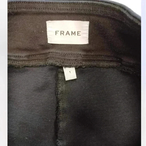 FRAME High Rise Black Flare Wide Waistband Slip On Jeans Size 1 - Picture 8 of 8